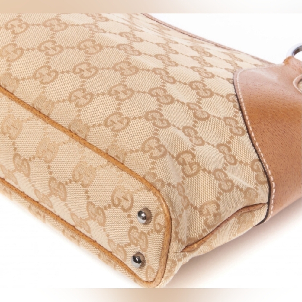 Gucci | Monogram GG Canvas and Brown Leather Tote Shoulder Bag - Picture 6 of 12